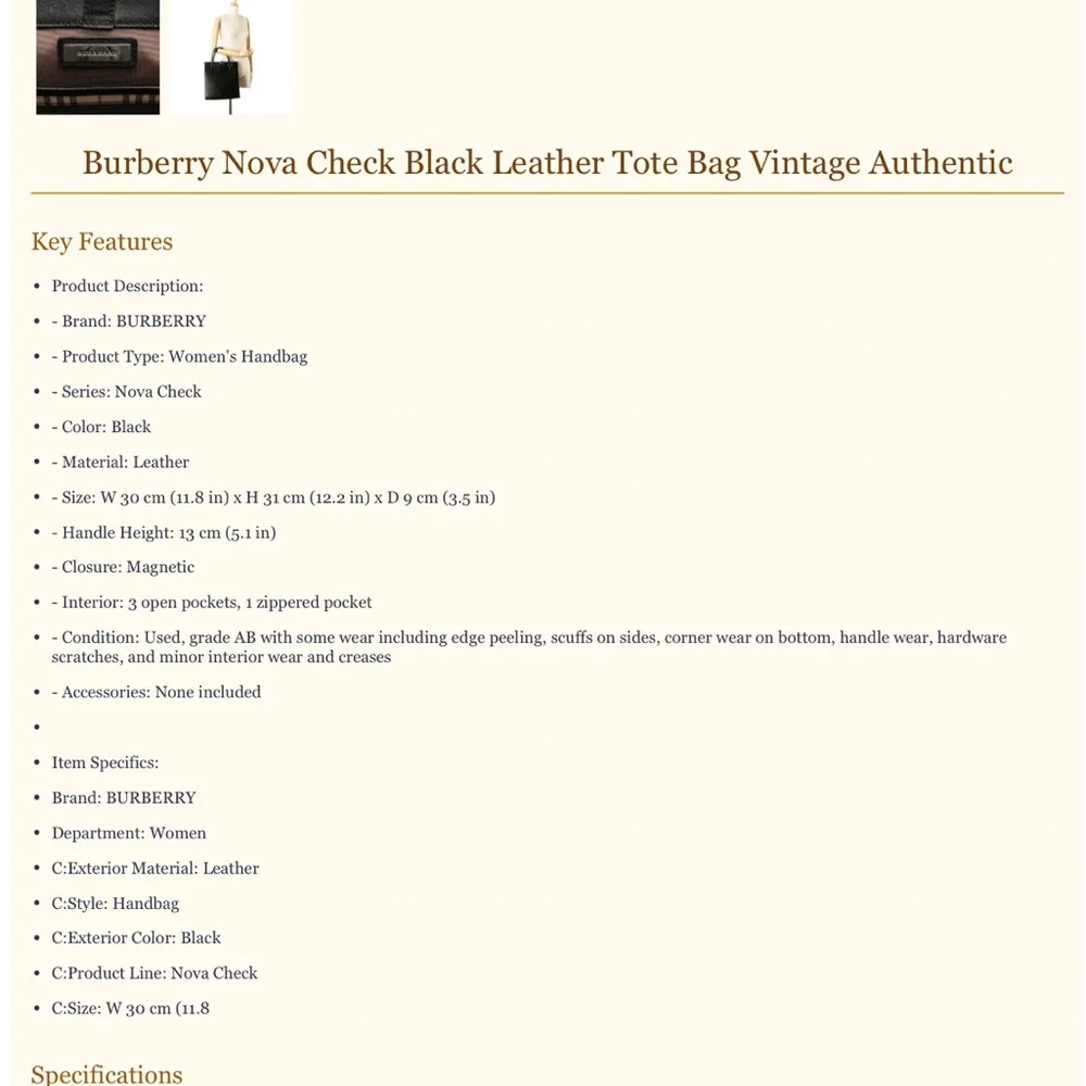 Burberry Black Textured Handbag - Picture 11 of 11